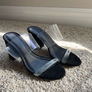 Black and Clear Strappy Heels
